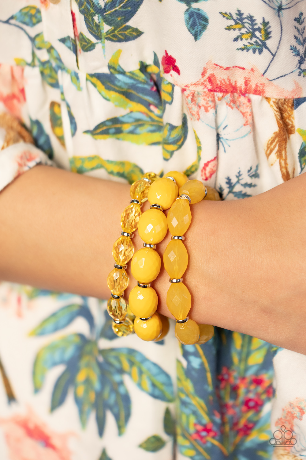 Tropical Hideaway Yellow Necklace & Bracelet Set - Paparazzi Accessories 