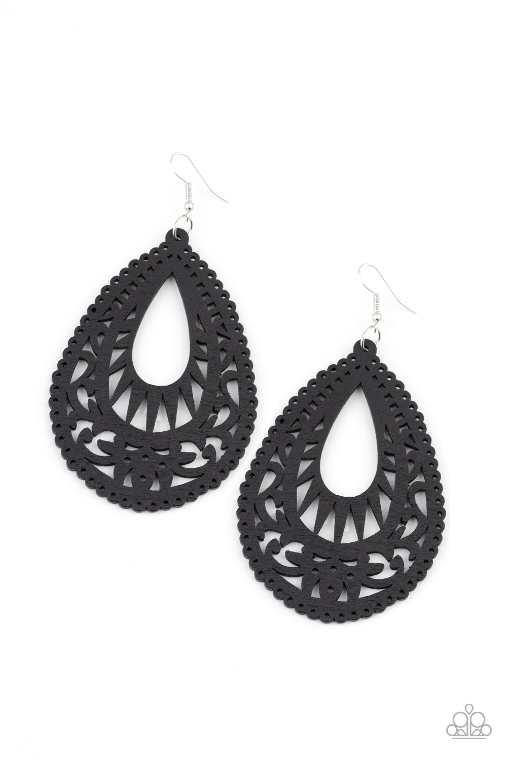 Paparazzi black wood earrings store