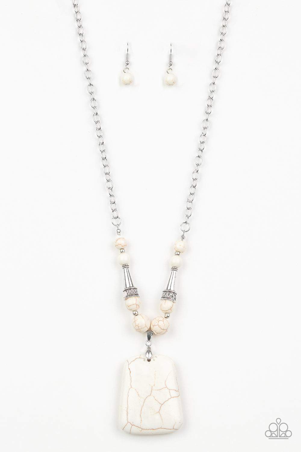 Sandstone Oasis White Necklace - Paparazzi Accessories