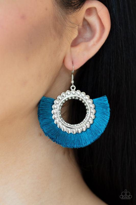 Fringe Fanatic Blue Earring - Paparazzi Accessories