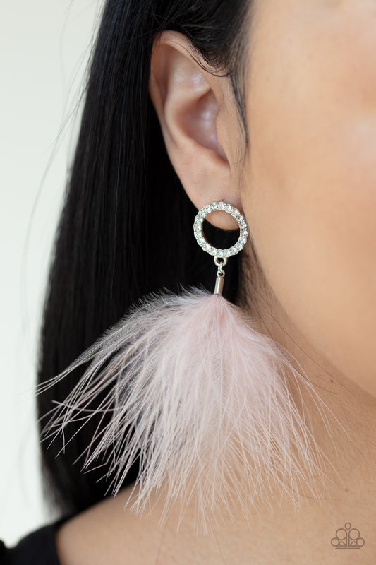 BOA Down Pink Earring - Paparazzi Accessories