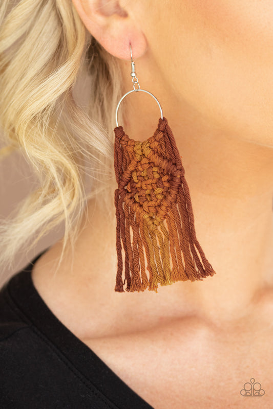 Macrame Rainbow Brown Earring - Paparazzi Accessories