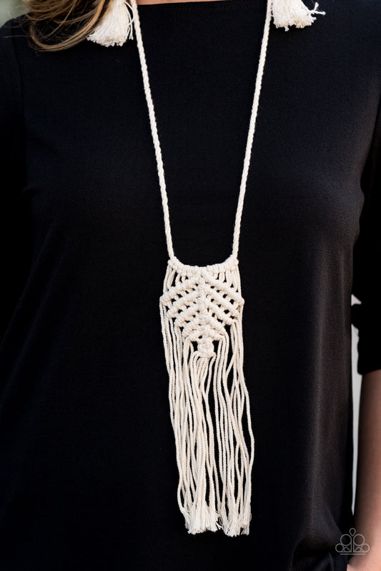 Macrame Mantra White Necklace - Paparazzi Accessories