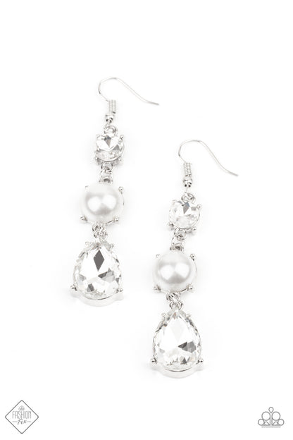 Unpredictable Shimmer White Earring - Paparazzi Accessories