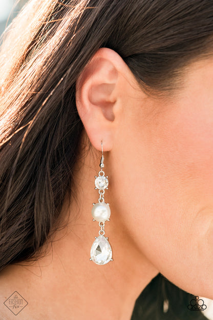 Unpredictable Shimmer White Earring - Paparazzi Accessories