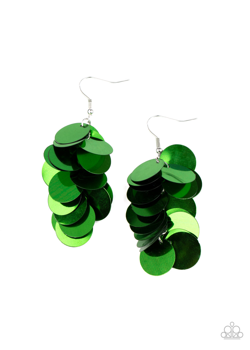 Now You SEQUIN It Green Earring - Paparazzi Accessories