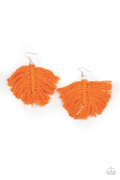 Macrame Mamba Orange Earring - Paparazzi Accessories