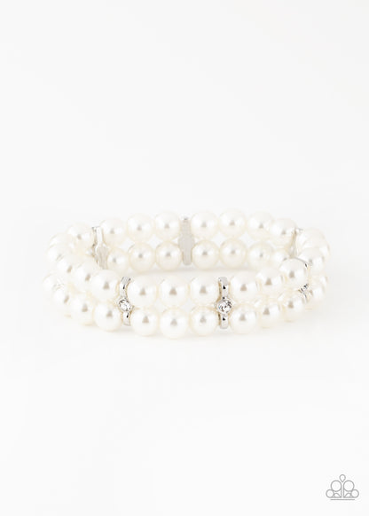 Downtown Debut White Pearl Bracelet - Paparazzi Accessories