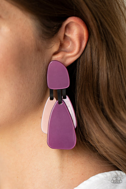 All FAUX One Purple Earring - Paparazzi Accessories