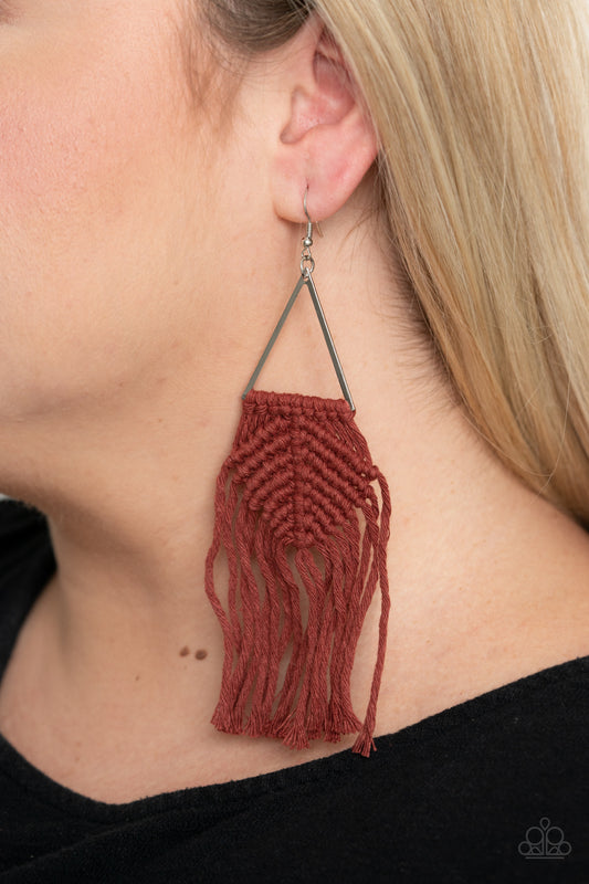 Macrame Jungle Brown Earring - Paparazzi Accessories