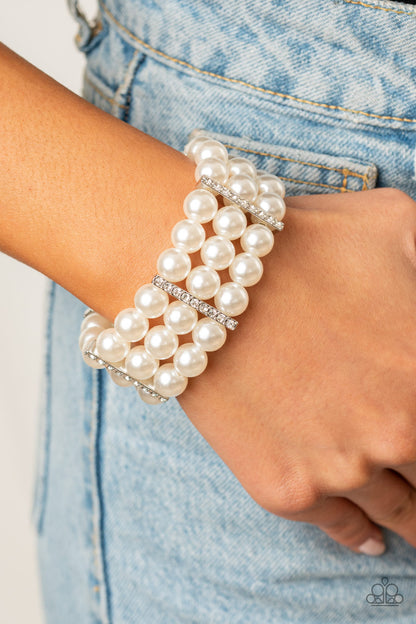 Modern Day Majesty White Pearl Bracelet - Paparazzi Accessories