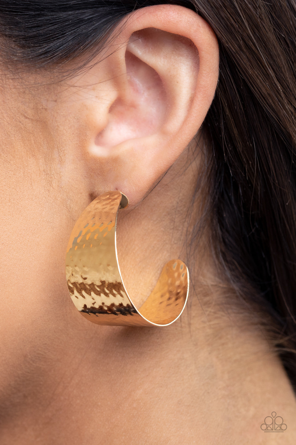 Flatten The Curve Gold Hoop Earring - Paparazzi Accessories