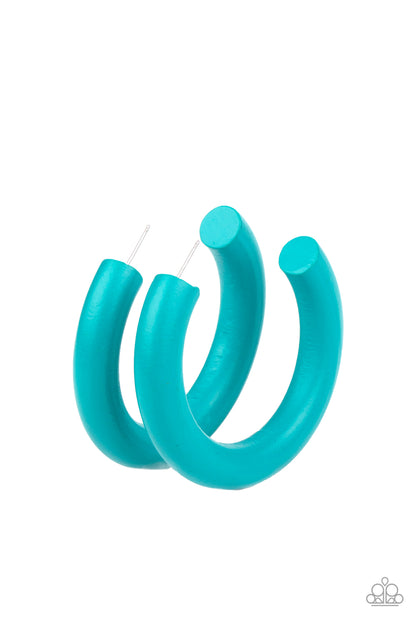 I WOOD Walk 500 Miles Blue Hoop Earring - Paparazzi Accessories