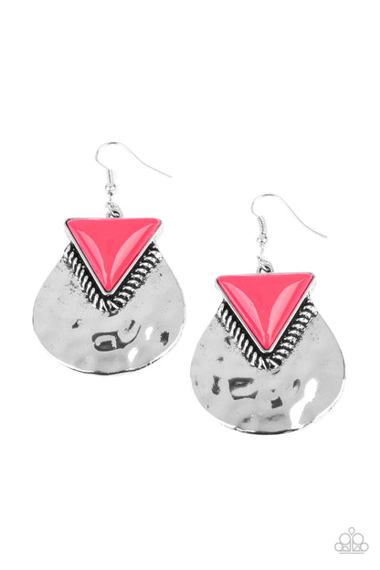 Road Trip Treasure Pink Earring - Paparazzi Accessories