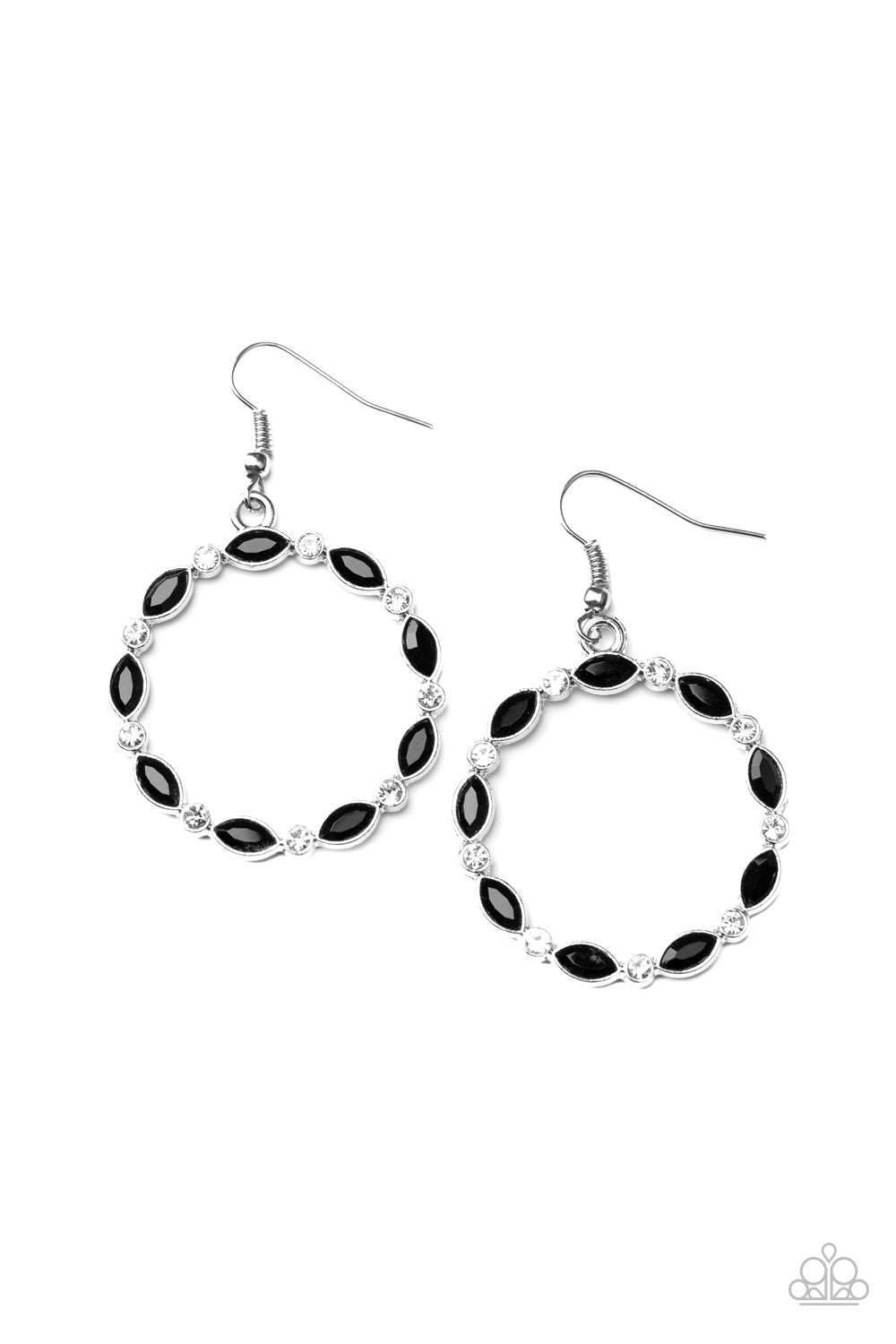 Crystal Circlets Black Earring - Paparazzi Accessories