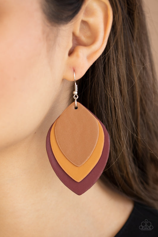 Light as a LEATHER Red Earring - Paparazzi Accessories