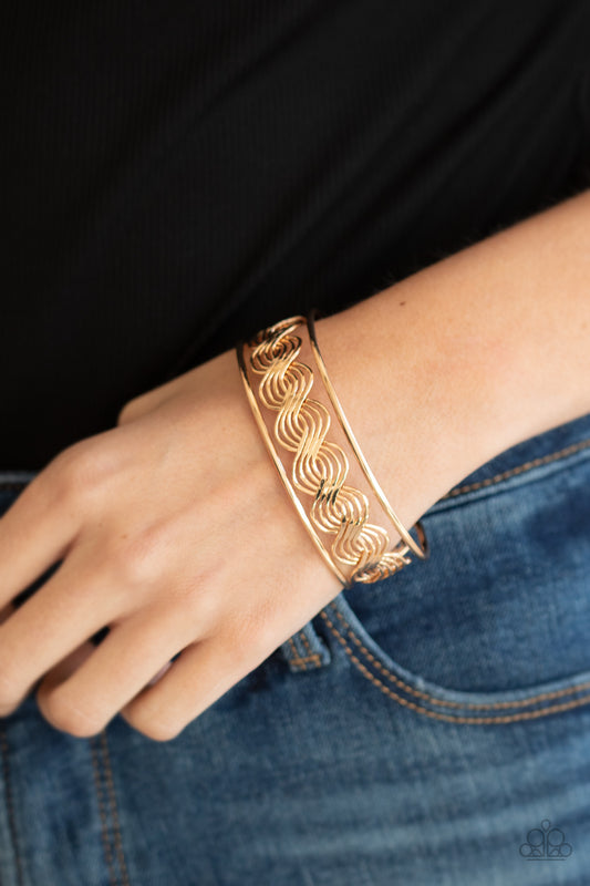 WEAVE An Impression Gold Cuff Bracelet - Paparazzi Accessories