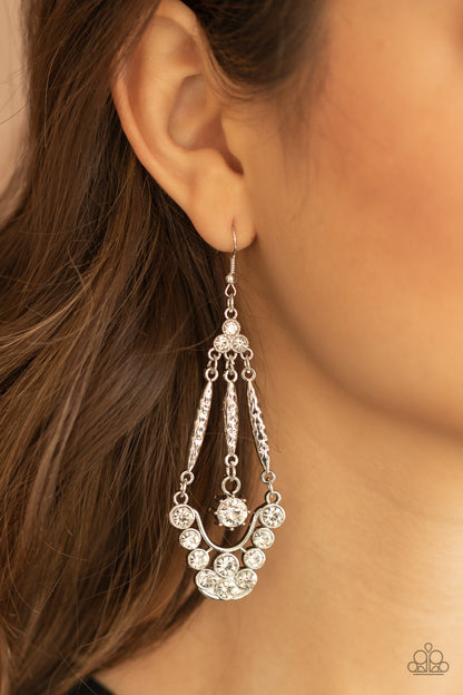 High-Ranking Radiance White Earring - Paparazzi Accessories