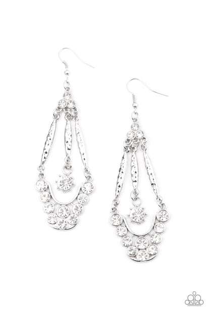 High-Ranking Radiance White Earring - Paparazzi Accessories