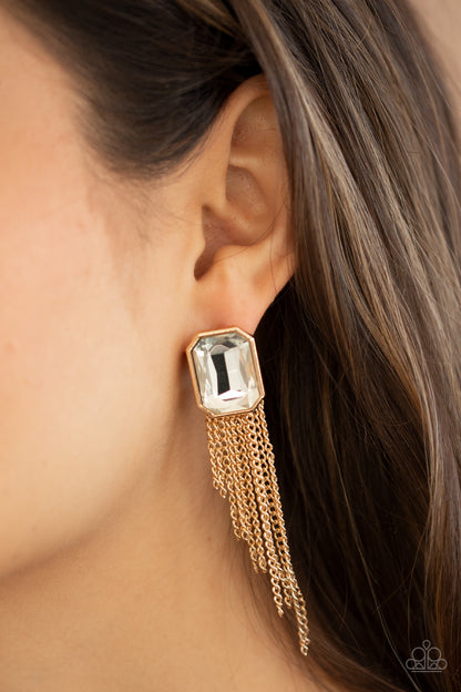 Save for a REIGNy Day Gold Earring - Paparazzi Accessories