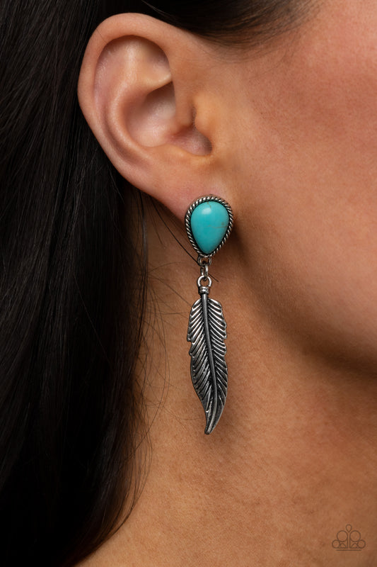 Totally Tran-QUILL Blue Earring - Paparazzi Accessories