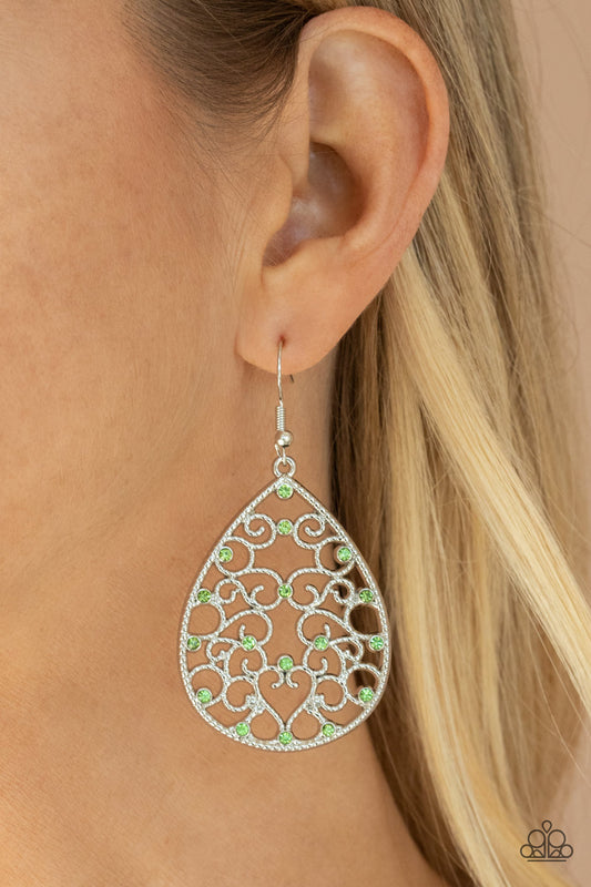 Midnight Carriage Green Earring - Paparazzi Accessories