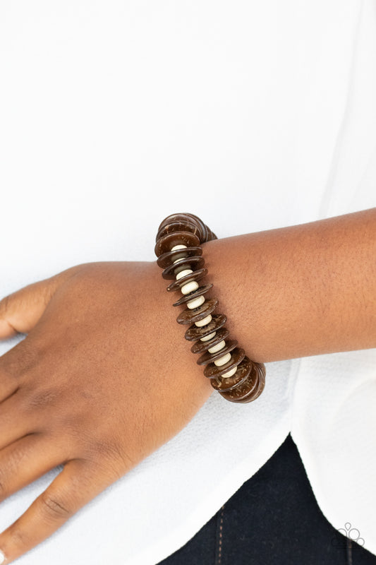 Caribbean Reefs Brown Wooden Bracelet - Paparazzi Accessories