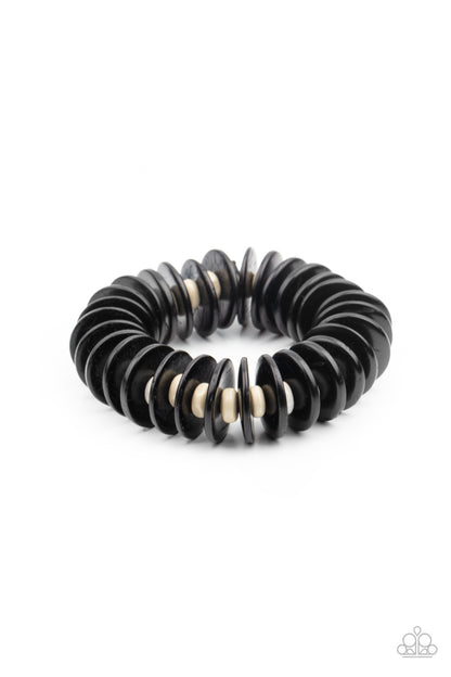 Caribbean Reefs Black Wooden Bracelet - Paparazzi Accessories