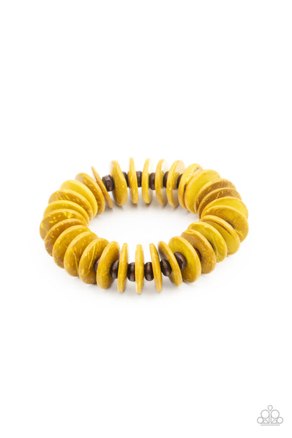 Caribbean Reefs Yellow Wooden Bracelet - Paparazzi Accessories