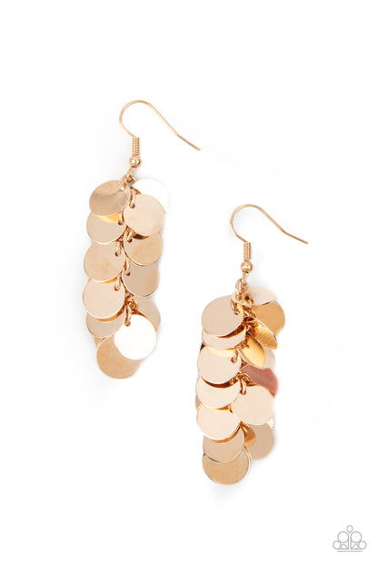 Hear Me Shimmer Gold Earring - Paparazzi Accessories