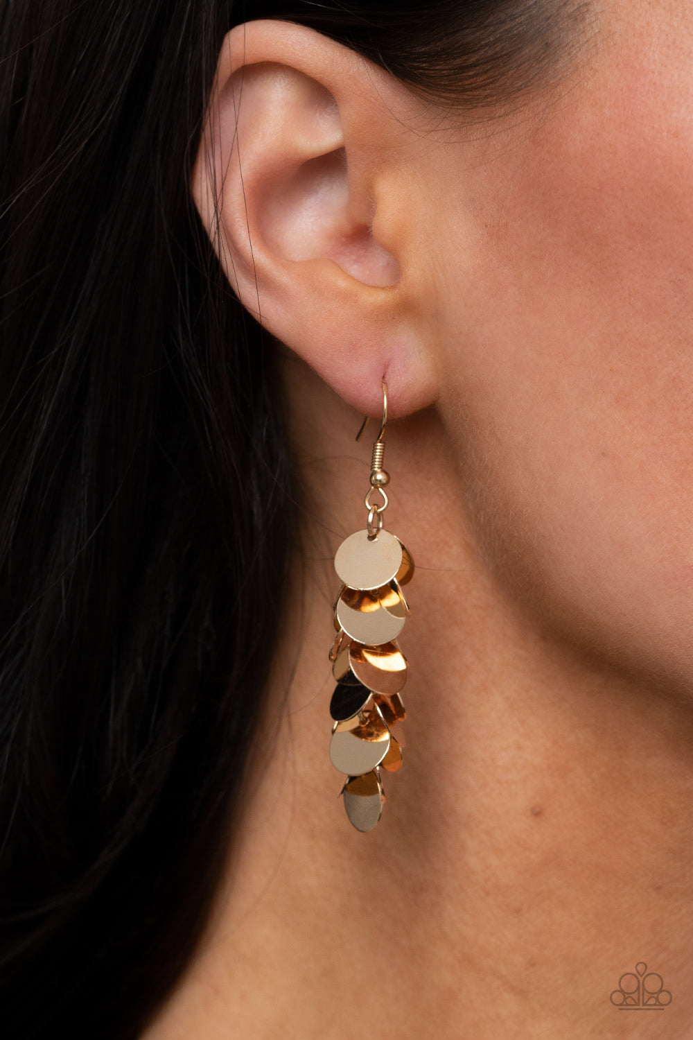 Hear Me Shimmer Gold Earring - Paparazzi Accessories