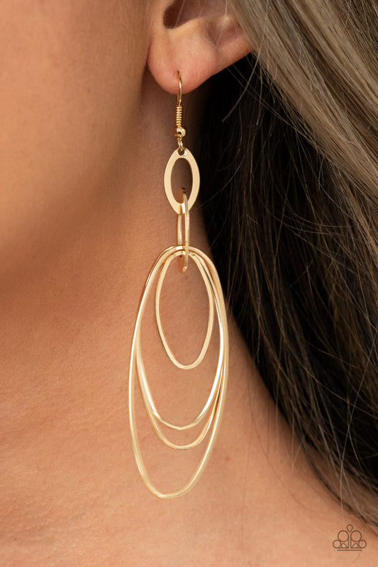 OVAL The Moon Gold Earring - Paparazzi Accessories