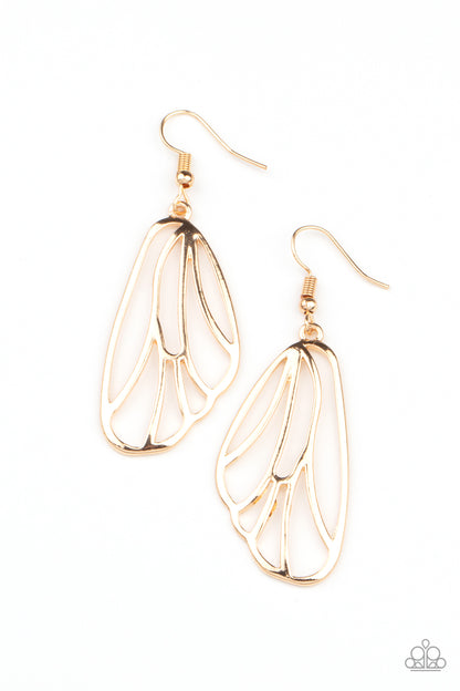 Turn Into A Butterfly Gold Earring - Paparazzi Accessories