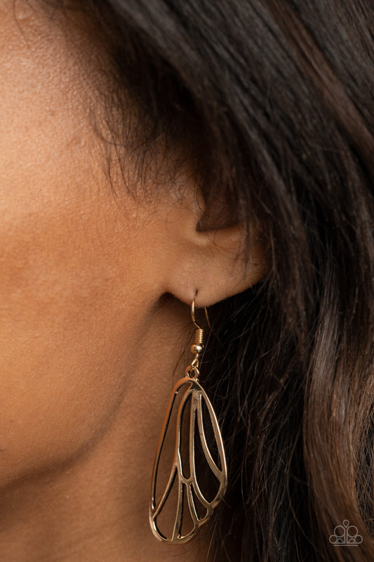 Turn Into A Butterfly Gold Earring - Paparazzi Accessories