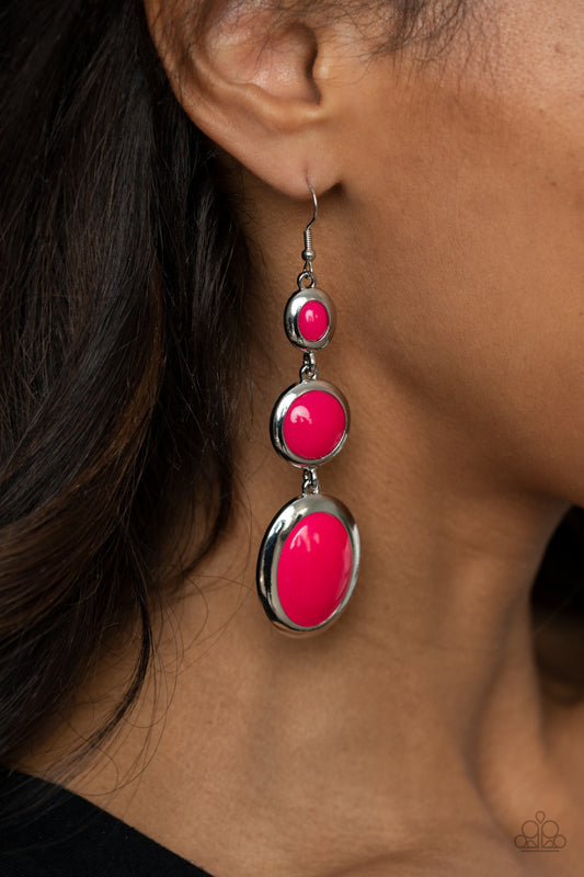 Retro Reality Pink Earring - Paparazzi Accessories