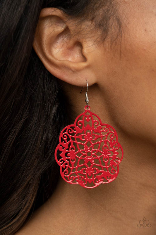 Mediterranean Eden Red Earring - Paparazzi Accessories