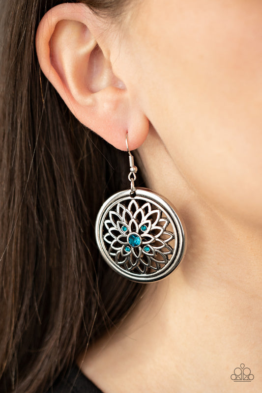 Mega Medallions Blue Earring - Paparazzi Accessories