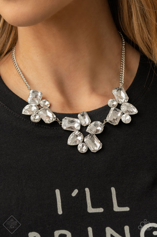 Galactic Goddess White Rhinestone Necklace - Paparazzi Accessories