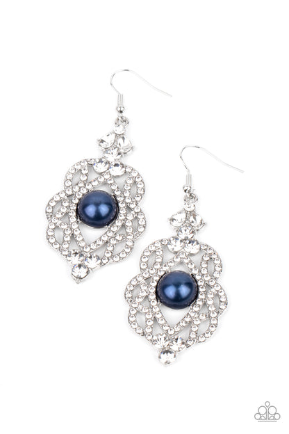 Rhinestone Renaissance Blue Earring - Paparazzi Accessories