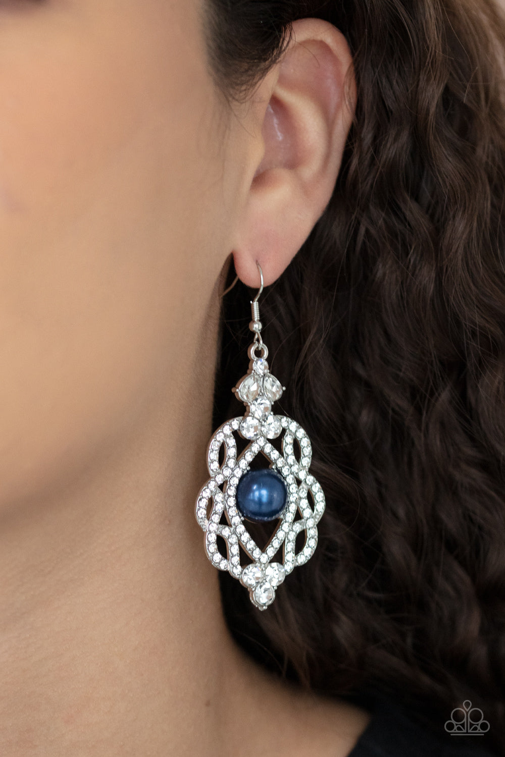 Rhinestone Renaissance Blue Earring - Paparazzi Accessories