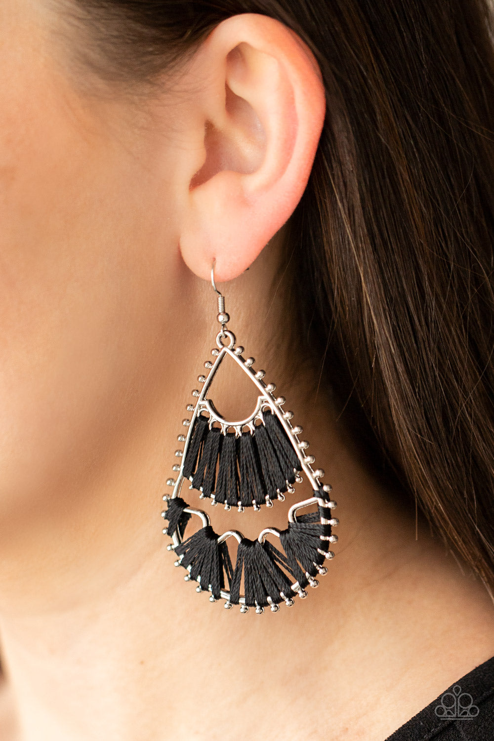 Samba Scene Black Earring - Paparazzi Accessories