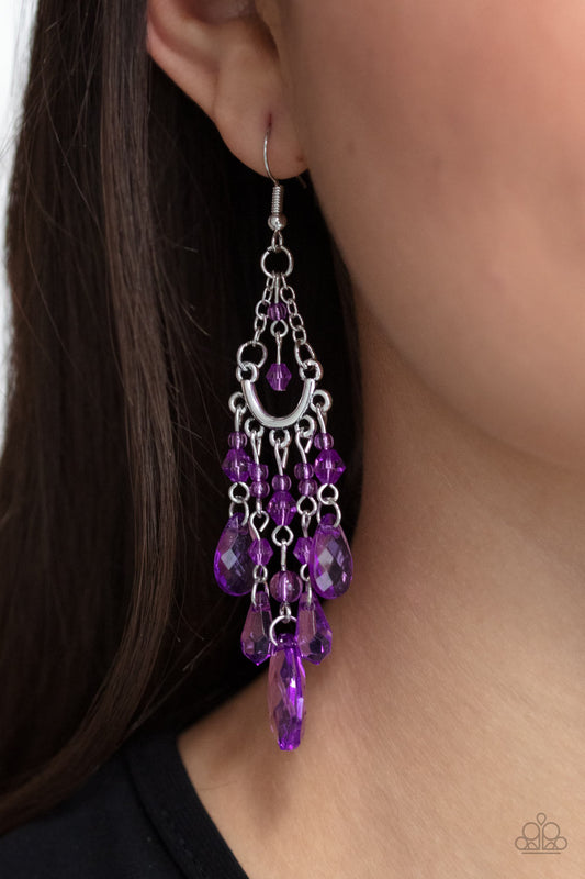 Paid Vacation Purple Earring - Paparazzi Accessories