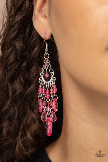 Paid Vacation Pink Earring - Paparazzi Accessories