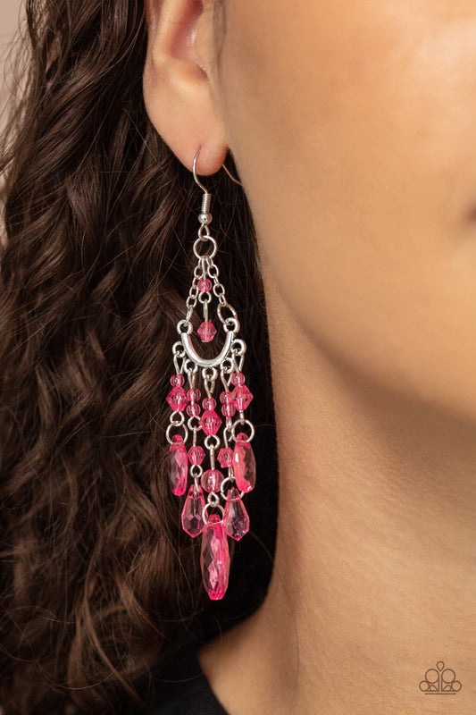 Paid Vacation Pink Earring - Paparazzi Accessories