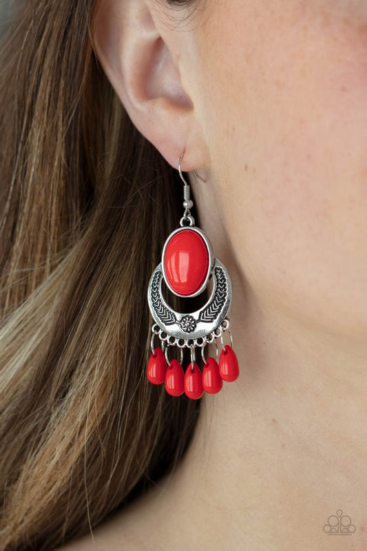 Prairie Flirt Red Earring - Paparazzi Accessories