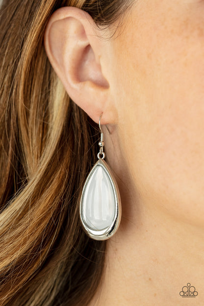 A World To SEER White Earring - Paparazzi Accessories