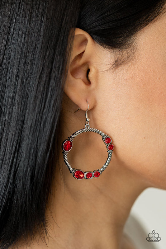 Glamorous Garland Red Earring - Paparazzi Accessories