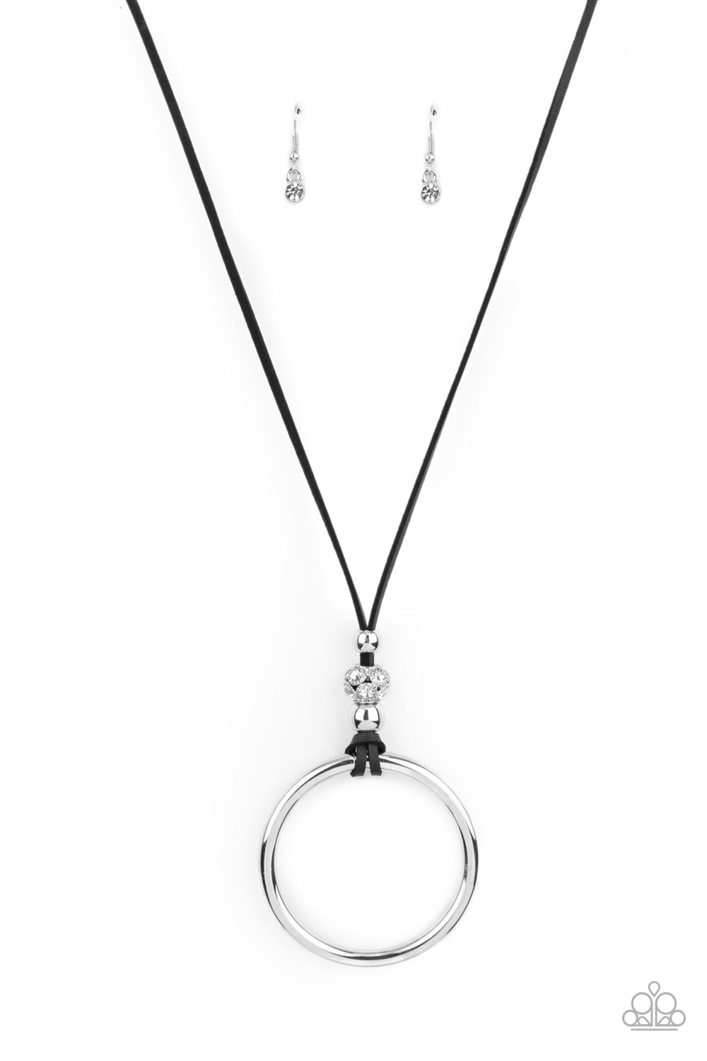 Long silver and black paparazzi necklace hotsell