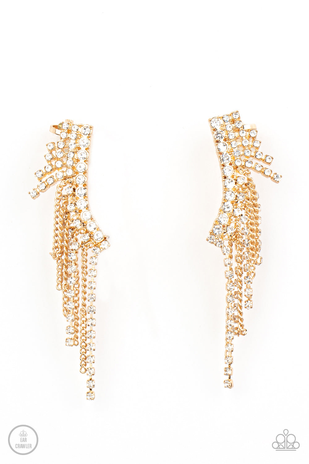 Thunderstruck Sparkle Gold Ear Crawler Earring - Paparazzi Accessories