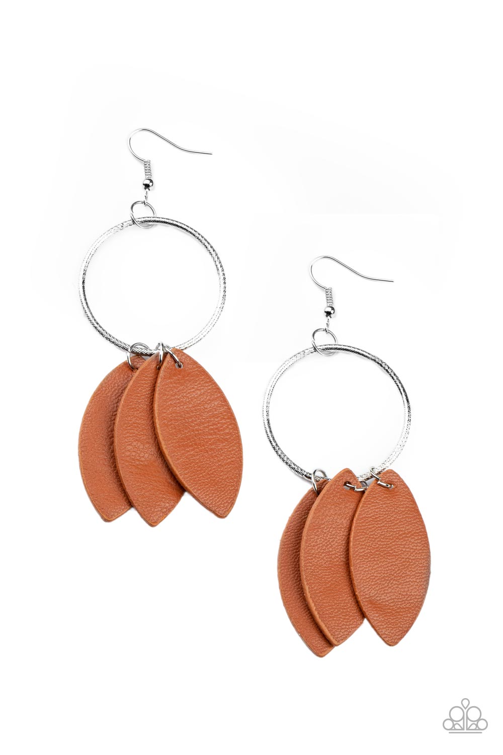 Brown leather earrings deals paparazzi